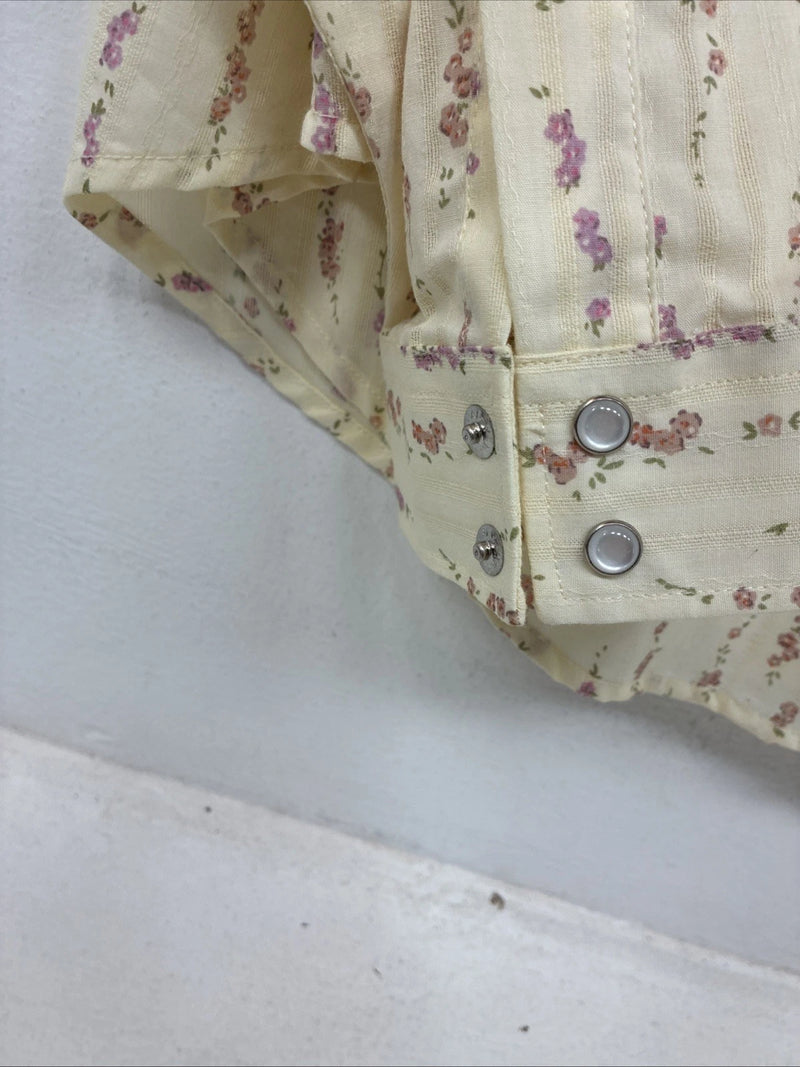 New Women’s White Horse Yellow Floral Long Sleeve Pearl Snap Size XXL YY-47