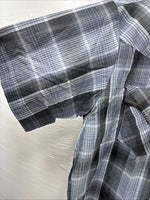 New Men’s ELY Cattleman Gray Blue Plaid Long Sleeve Pearl Snap Large Q-54