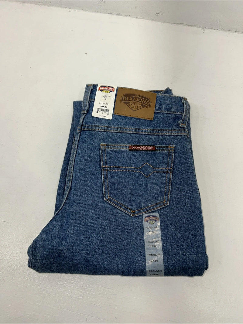 New Womens Diamond Cut Regular Fit Denim Jeans. 10x34 L-19
