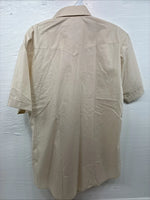 New Men’s H Bar C Tan Simple Short Sleeve Pearl Snap 16 Large O-32