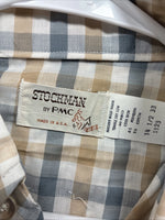 New Men’s Stockman Yellow Blue Plaid Long Sleeve Pearl Snap 14.5 X 33 Small R-21