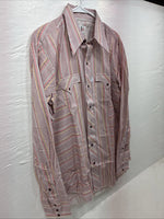 New Men’s Tem Tex Pink Stripe Long Sleeve Pearl Snap 16 X 35 Large Q-109