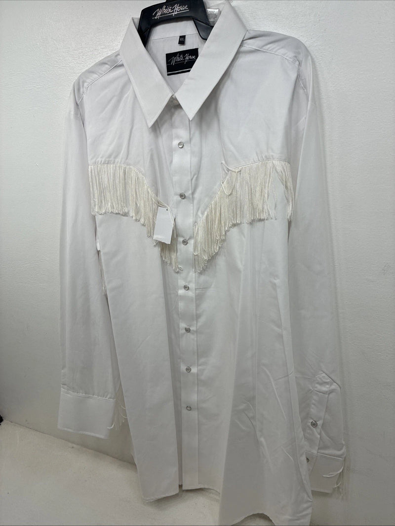 New Women’s White Horse White Fridge Long Sleeve Pearl Snap XXL TT-33