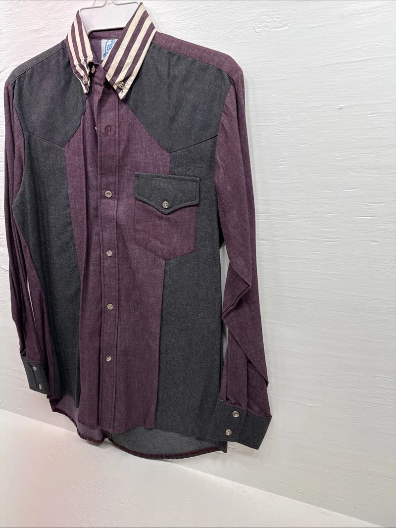 New Men’s Latigo Purple Green Long sleeve button up Medium B-79