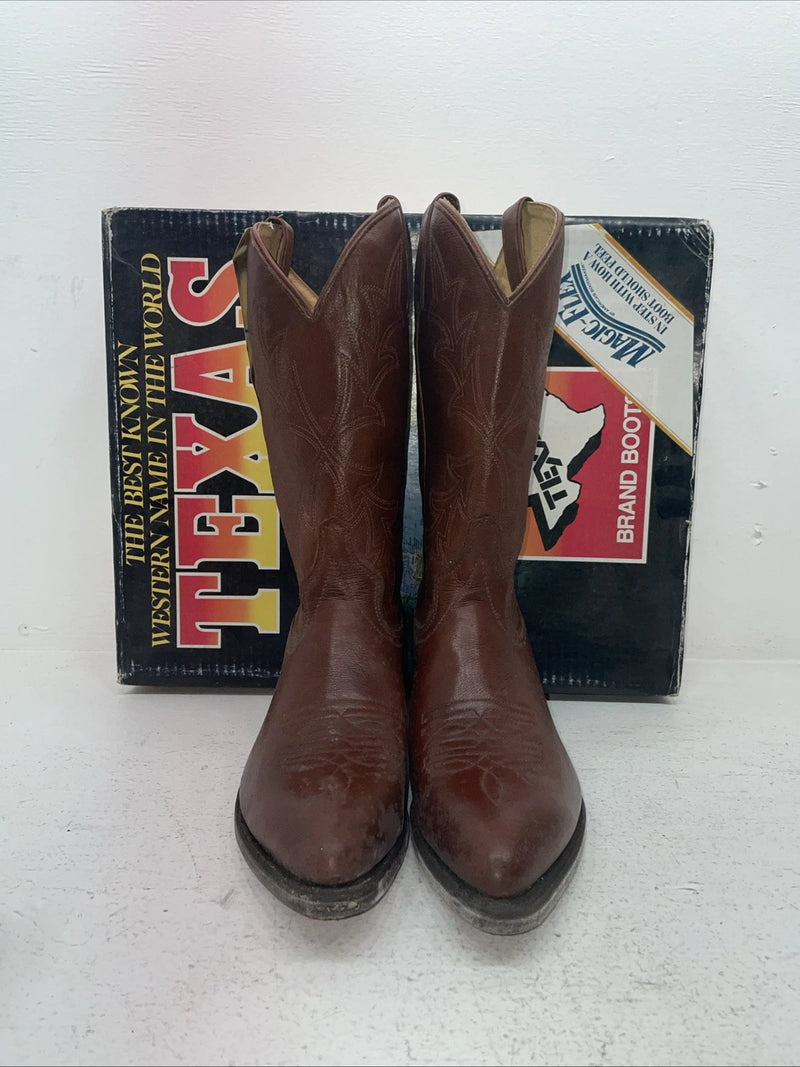 New Men’s Brown Texas Brand Cowboy Boots. 7864 9.5 9 1/2 D. 5-41