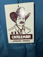 New Men’s Blue ELY cattleman Short Sleeve Pearl Snap Shirt. 16.5 Large G-71