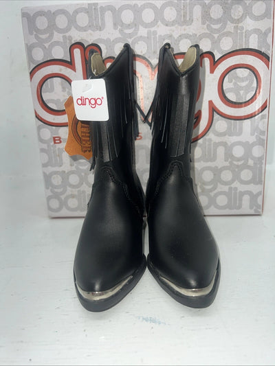 New Children’s Black Fringe Dingo Cowboy Boots. 9 D. 24-12
