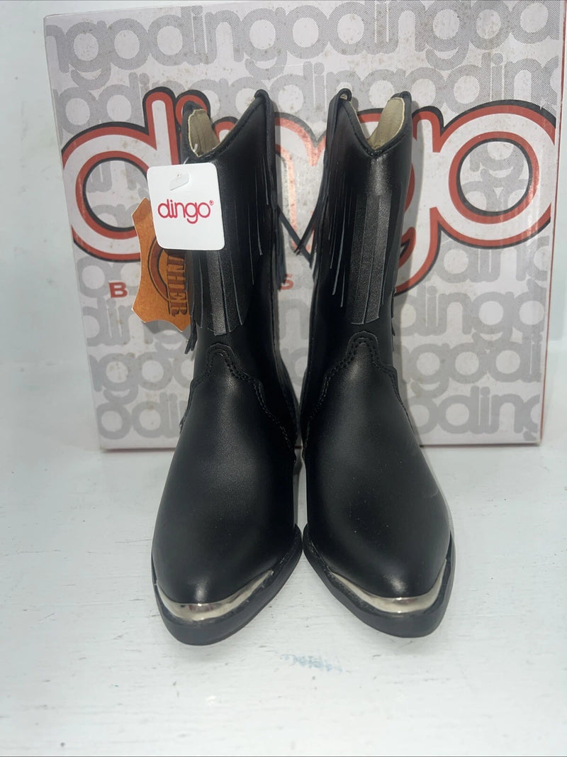 New Children’s Black Fringe Dingo Cowboy Boots. 9 D. 24-12
