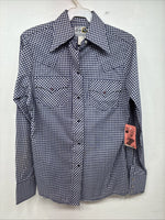 New Women’s Dickson Jenkins Blue Checker Long Sleeve Pearl Snap Size 32 LL-78