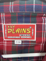 New Men’s ELY Plains Red Blue Plaid Long Sleeve Pearl Snap 17 XL T-87