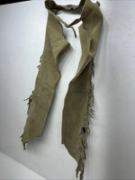NOS Tan Show Chaps With Fringe Adjustable Waist 33” L-27