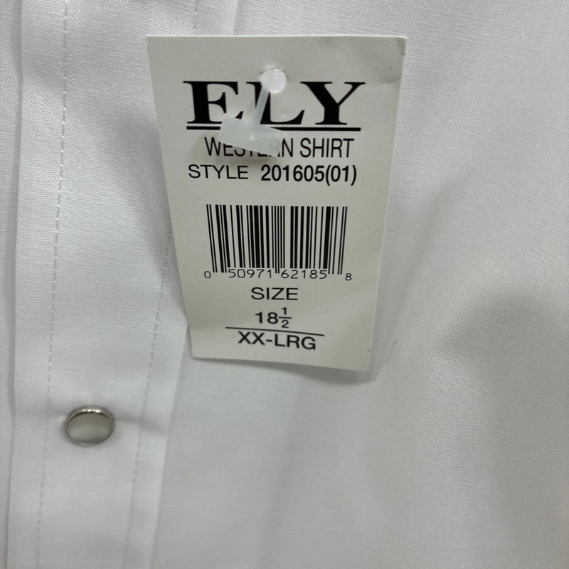 New Men’s ELY Cattleman White Simple Short Sleeve Pearl Snap 18.5 2XL F-83