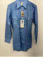 New Men’s Blue Permanent Press Button Up Long Sleeve Shirt. 14.5x32 S Long P-67