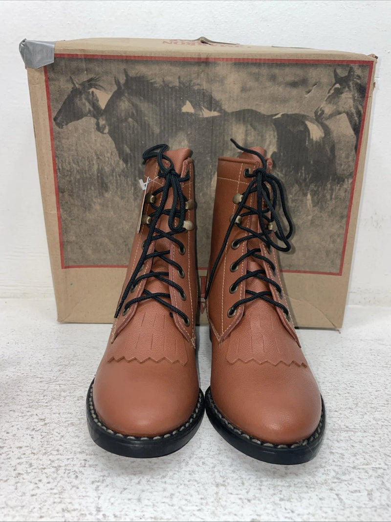 New Kids Brown Lace Up Cimarron Cowboy Boots. 2210100 12.5 12 1/2 D. 23-18