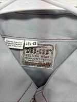 New Men’s Dee-Cee Grey Red Long Sleeve Pearl Snap 16.5 X 33 Large X-65