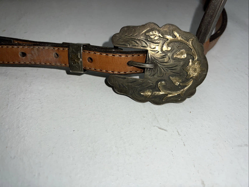 New Circle Y One Ear Leather Metal Plate Headstall #287-7107 U-37