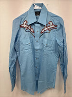 New Women’s Champion Western Blue Design Long Sleeve Pearl Snap 15.5 MM-24
