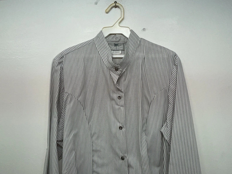 New Women’s Black Striped Cowboy Threads Long Sleeve Button Up Shirt M 3B-90