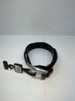 New Black Genuine Leather Double S Silver Pendent 28” Belt #3508501 JJ-49