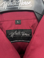 New Men’s White Horse Burgundy Short Sleeve Pearl Snap Large CC-44