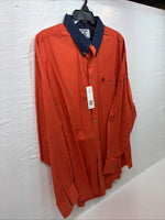 New Men’s Wrangler PBR Orange Long Sleeve Button Up 2XL F-100