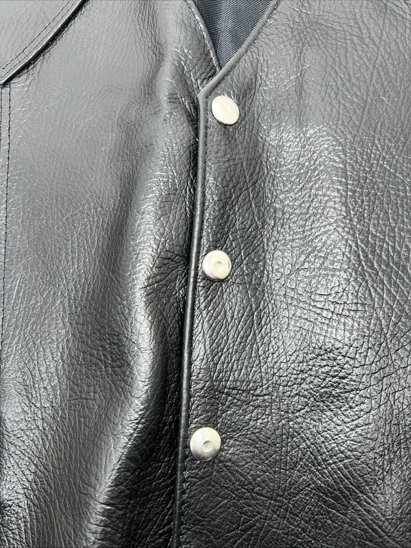 New Men’s Western Express Black Leather Biker Vest 4XL Q-604