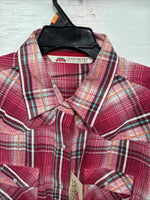 New Women’s Cumberland Pink Plaid Long Sleeve Pearl Snap Medium DD-24