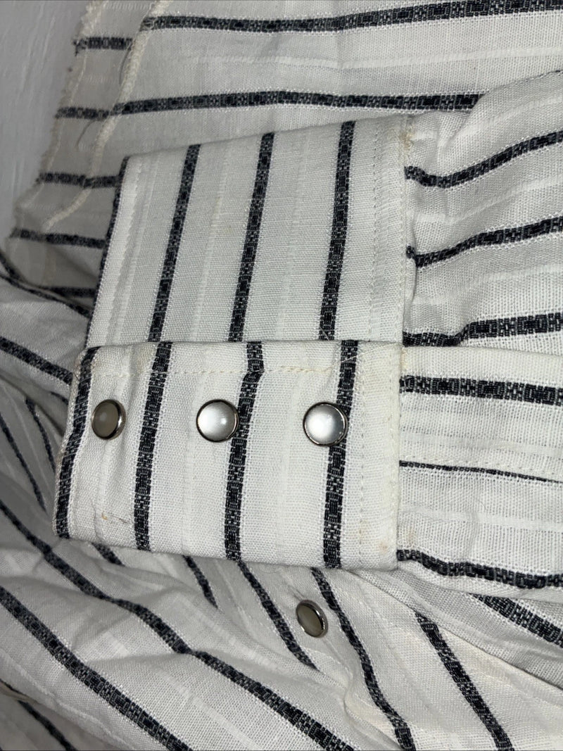 New Men’s Champion Western White Stripe Long Sleeve Pearl Snap 16.5 Large AA-58