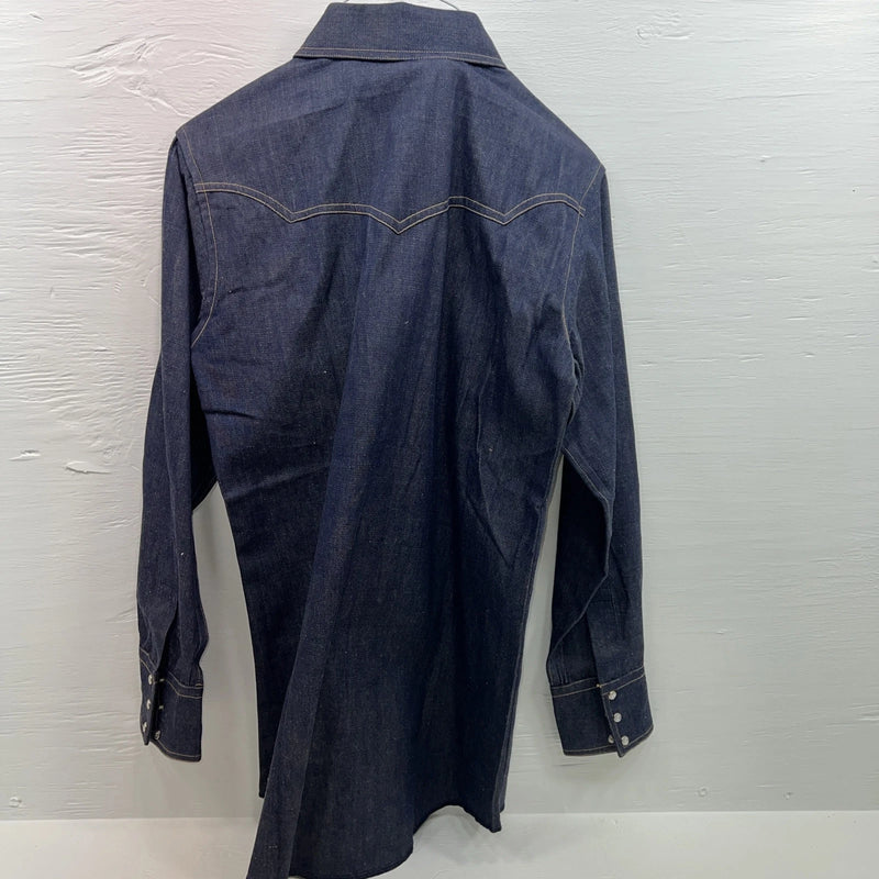 New Men’s Champion Western Blue Jean Long Sleeve Pearl Snap Small B-52
