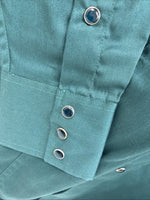 New Men’s Western Express Green Long Sleeve Pearl Snap Medium K-37