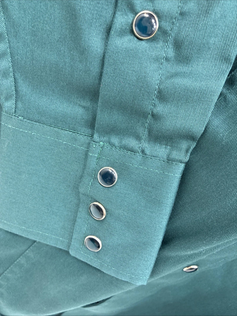 New Men’s Western Express Green Long Sleeve Pearl Snap Medium K-37