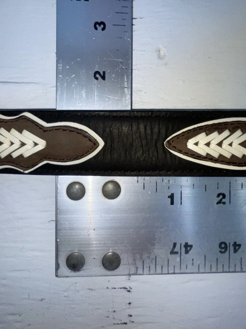 New Black Genuine Leather Double S Weaved And Pendent 30” Belt JJ-123