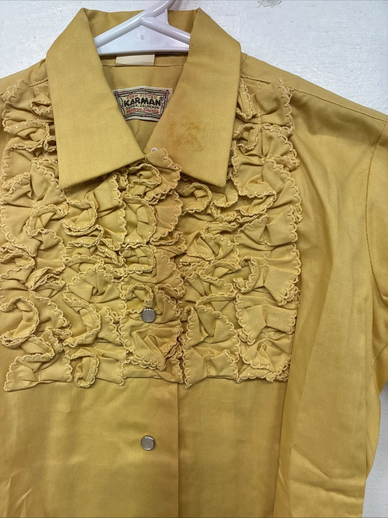 New Kids Karman Yellow Designed Long Sleeve Pearl Snap Size 10 YY-56