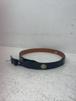 New Navy Genuine Leather Gold Pendant 34” Belt #10493 Z-18