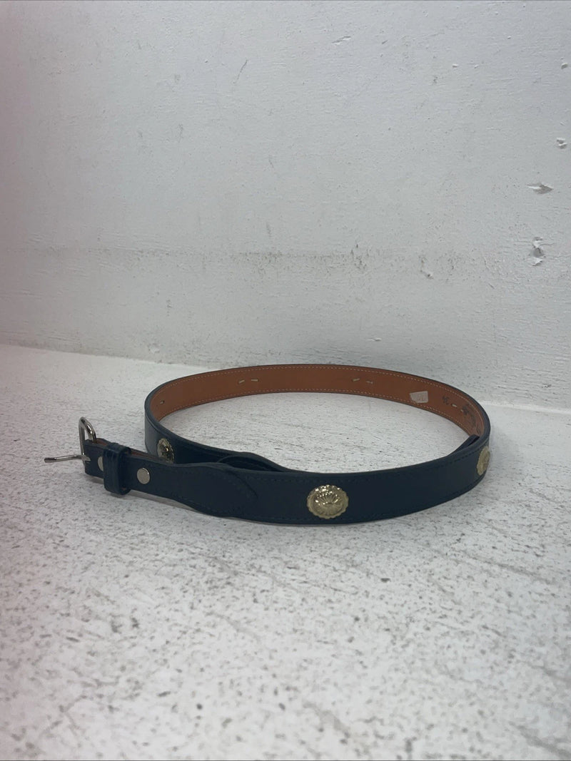 New Navy Genuine Leather Gold Pendant 34” Belt #10493 Z-18