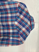New Men’s ELY Cattleman Blue Multicolor Plaid Long Sleeve Pearl Snap Large X-17
