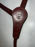 New Dark Oil Brown Genuine Leather Breatcollar With Metal Chest Piece Y-27