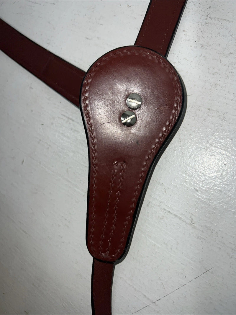 New Dark Oil Brown Genuine Leather Breatcollar With Metal Chest Piece Y-27