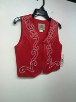New Women’s Red 1849 Authentic Ranchwear Cut Off Zip Up Vest XS #77872 3B-69