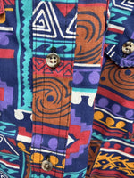 New Men’s San Angelo Multicolor Design Short Sleeve Bottom Up Large AA-60