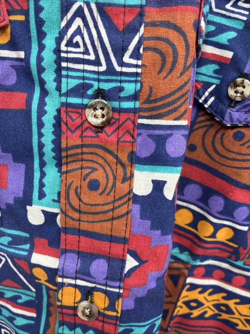 New Men’s San Angelo Multicolor Design Short Sleeve Bottom Up Large AA-60