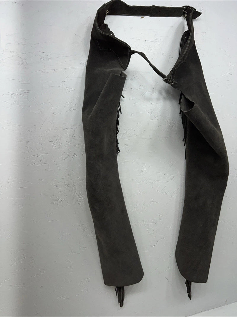 NOS Children’s Gray Show Chaps With Fringe Adjustable Waist 37” N-28