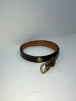 New Brown Genuine Leather Wright Gold Pendent 34” Belt #10484 Z-172