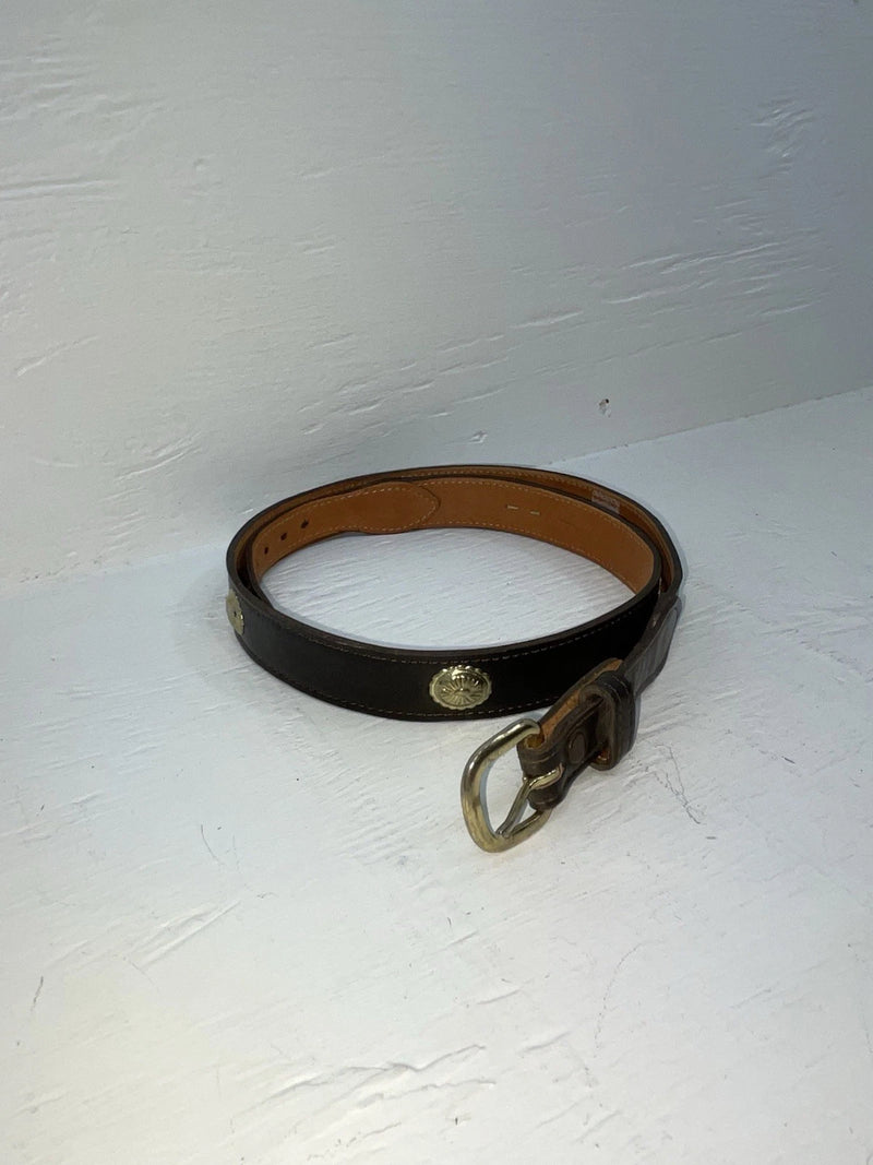 New Brown Genuine Leather Wright Gold Pendent 34” Belt #10484 Z-172