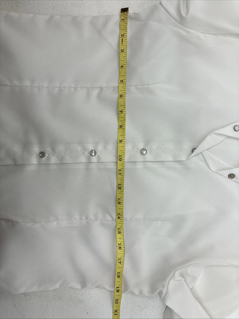 New Women’s Prior White Long Sleeve Pearl Snap English Shirt 38 KK-64