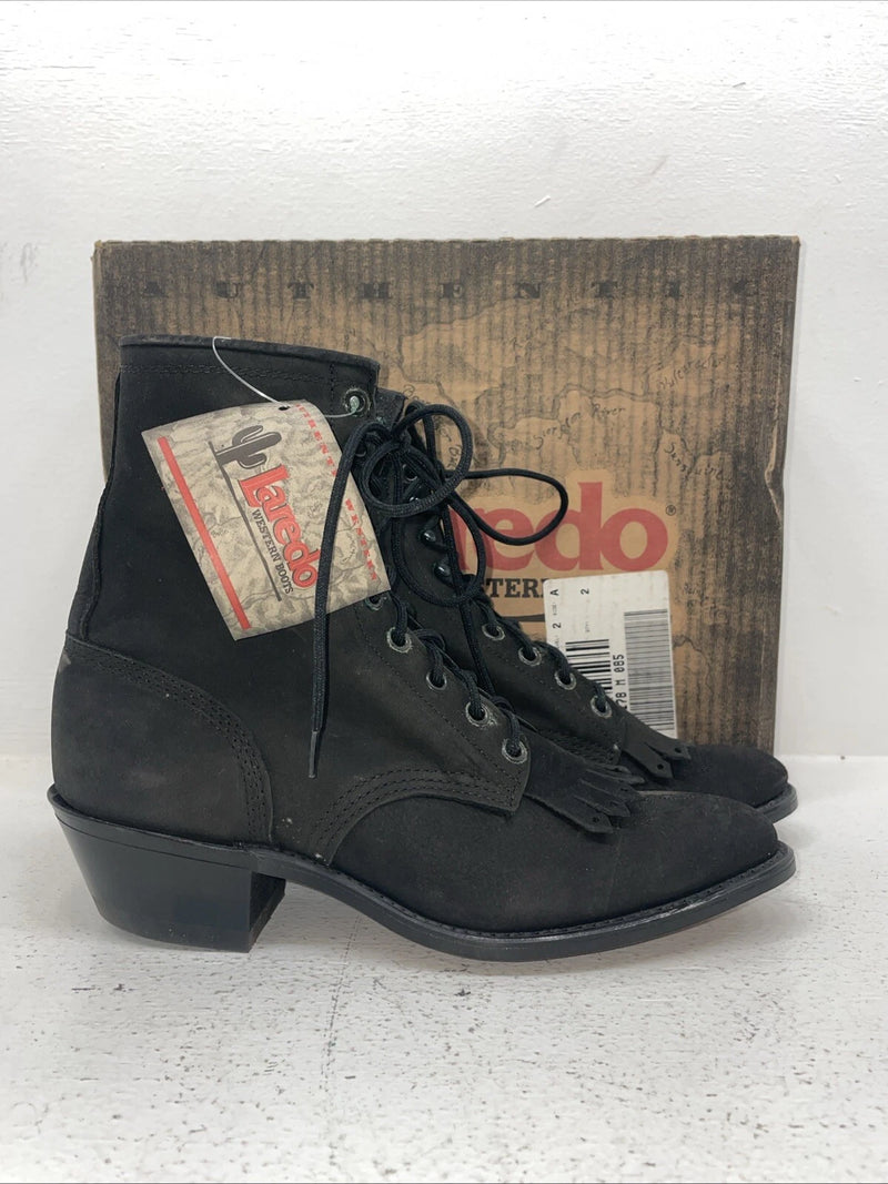 New Women’s Black Lace Up Laredo Cowboy Boots. 28-9178 8.5 8 1/2 M. 15-26