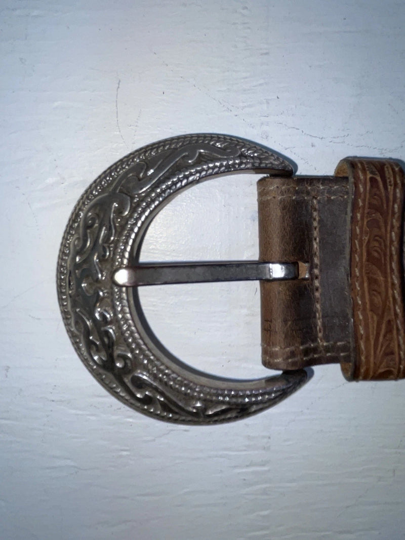 New Brown Genuine Leather Tooled 28” Belt #8090 JJ-40