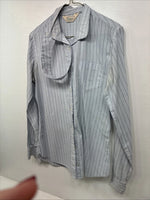 New Women’s Forego Blue Stripe Long Sleeve Button Up Size 36 LL-31