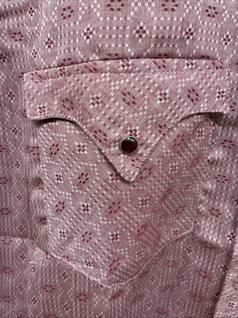 New Men’s Tem Tex Pink Designed Long Sleeve Pearl Snap 16 Large M-85