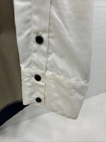 New Men’s Cowboy Threads Blue tan White Long Sleeve Pearl Snap Large V-32